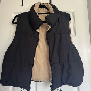 Reversible Black and Tan Puffer Vest